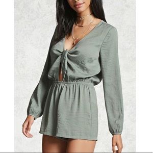 Army green long sleeve, lightweight romper